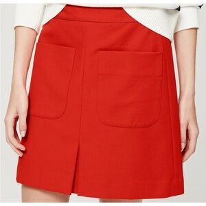 Ann Taylor LOFT Tangerine Stretch Cotton Pleat Patch Pocket Shift Skirt sz 8 NEW